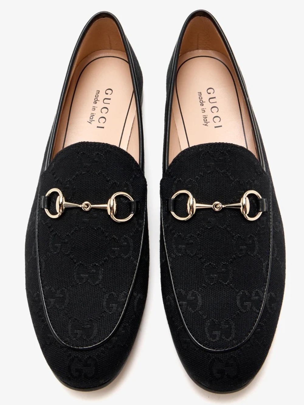 Gucci Black Canvas Horsebit Loafers